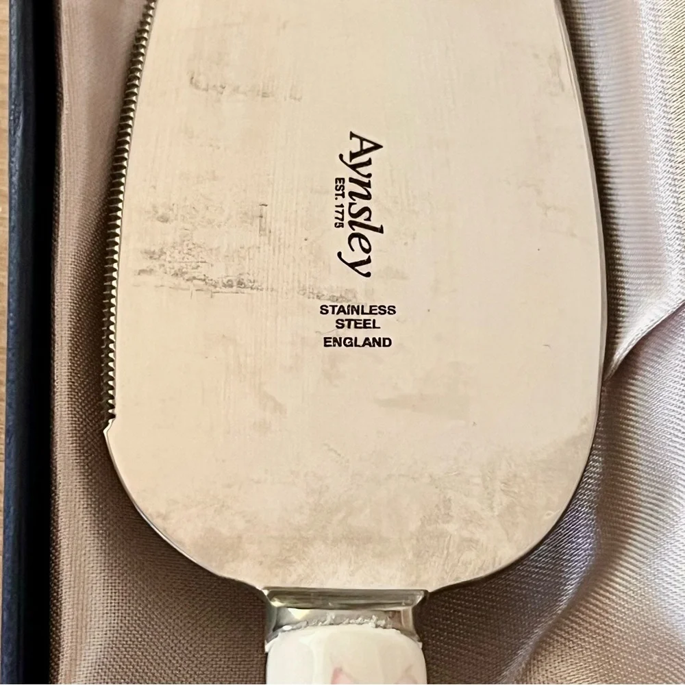NIB Aynsley WILD TUDOR Fine Bone China Gateau Cake‎ Plate & Server Knife 10.5”
